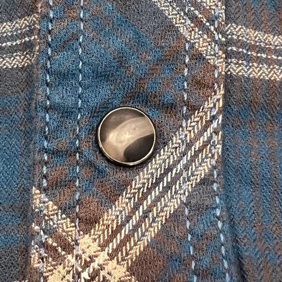 Outdoor Life Blue Western Plaid Button Up Long Sleeve Pearl Snap Buttons Size XL - Picture 7 of 15